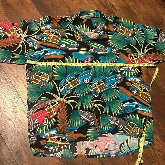 Pineapple Connections by Hey Man Woody Print Hawaiian Shirt size L - Picture 5 of 11